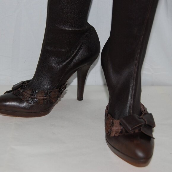 36.5/6.5❤️Tom Ford Yves Saint Laurent Leather Over the Knee High Heels BOOTS OTK - Picture 8 of 13